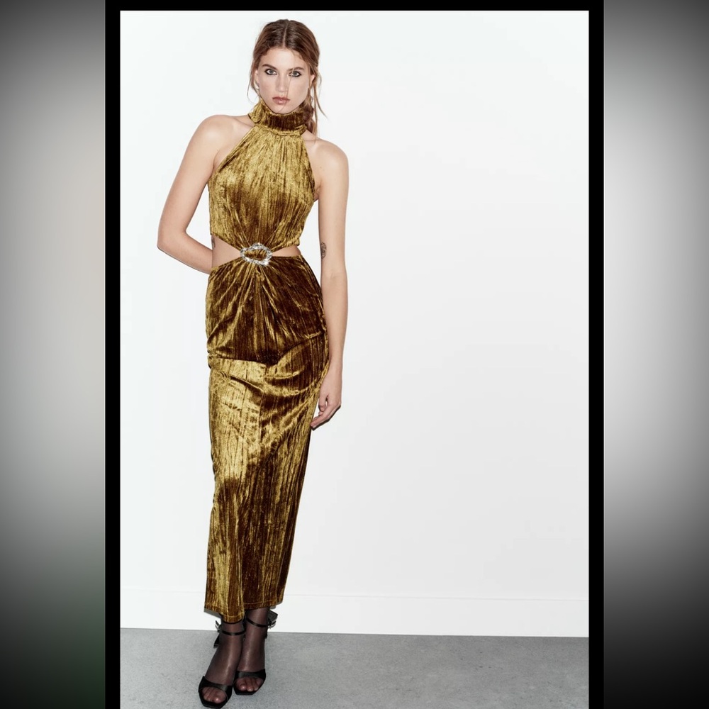 Zara velvet cutout midi dress, medium
